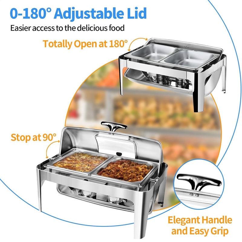 13 QT Chafing Dish Buffet Set,Stainless Steel Food Warmer with Perspective Window For Parties, Wedding, Birthday,Catering