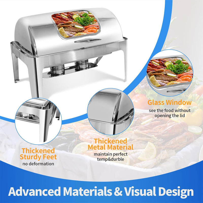 13 QT Chafing Dish Buffet Set,Stainless Steel Food Warmer with Perspective Window For Parties, Wedding, Birthday,Catering