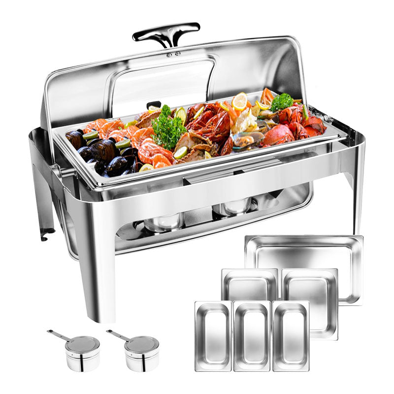 13 QT Chafing Dish Buffet Set,Stainless Steel Food Warmer with Perspective Window For Parties, Wedding, Birthday,Catering