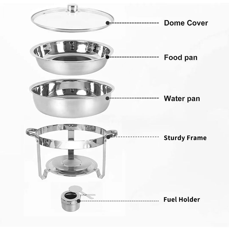 Stainless Steel Buffet Stove Set Round Pot 4.5L Hotel Restaurant Banquet Insulation Pot Heating Vegetable Stove