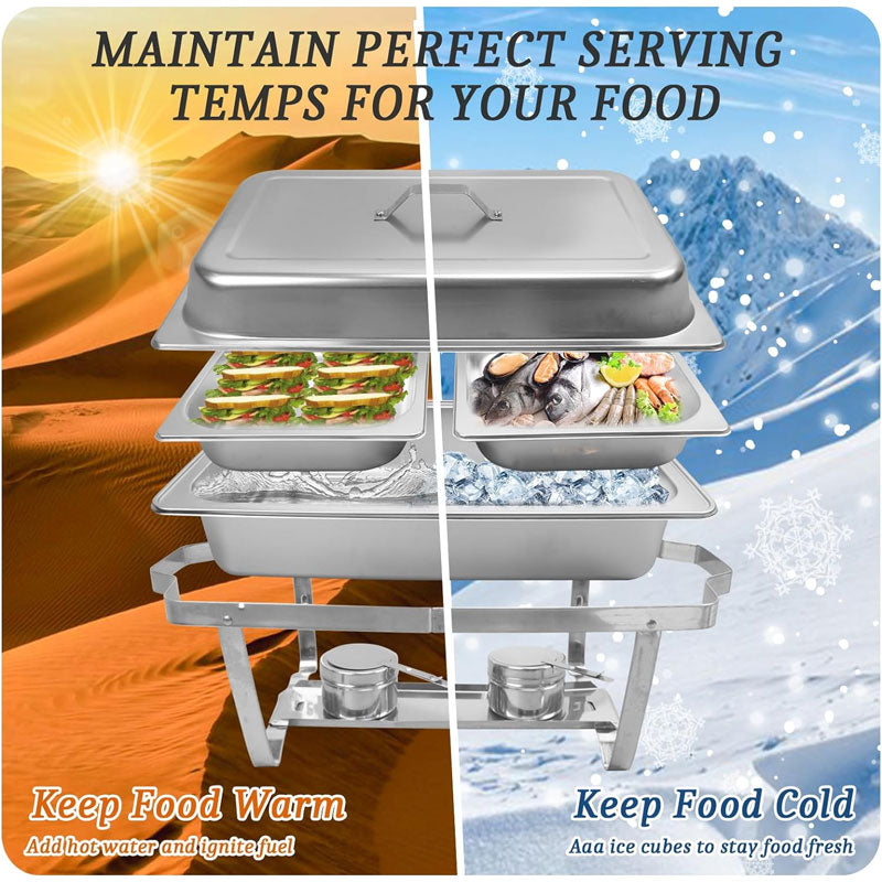 Buffet Hot Pot And Food Warmer, 8QT 2PC Hot Pot Buffet Set For Party, Buffet