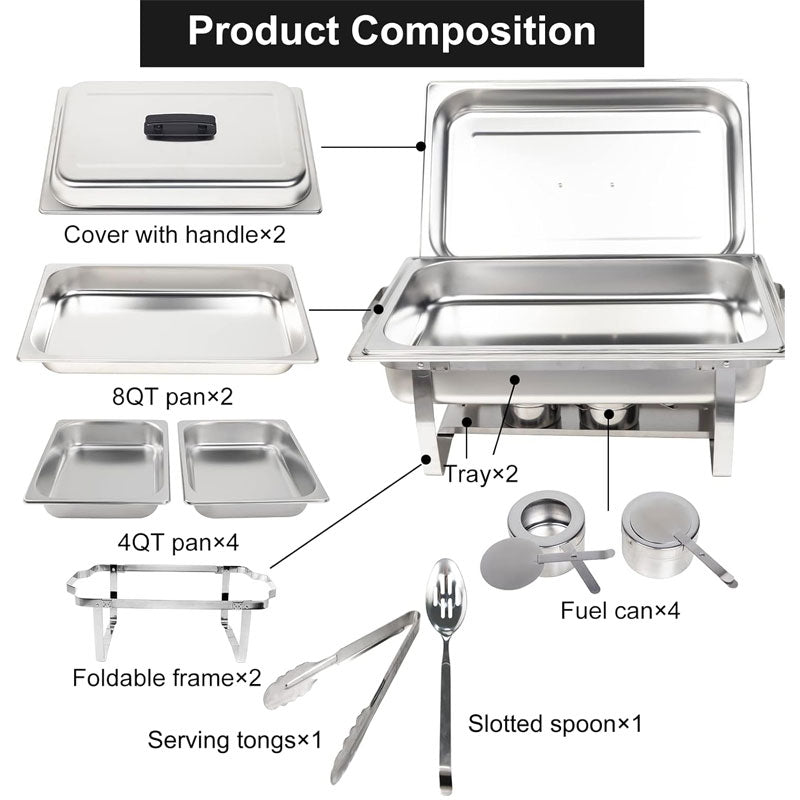 2 Pieces 8QT Non-Steel Steel Fire Pot Self-Help Dinner Box, Foldable Frame Rack, Suitable For Customs, Banquets, Dining Activities