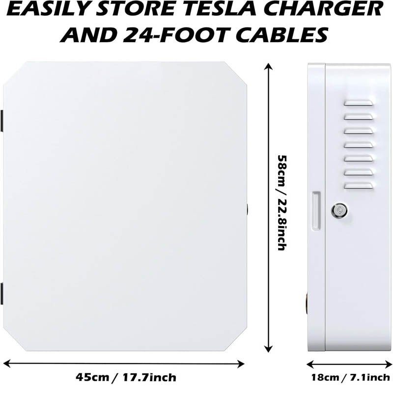 Charger Station Box Compatible with Tesla Gen 3 and ChargePoint Outdoor EV Charger Cable Organizer Lock Box