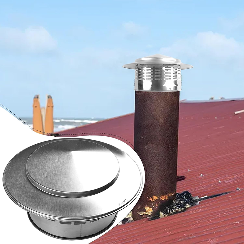 8" Round Chimney Cap, 8" Screened Chimney Cap, Stove Pipe Top Cap, 304 Stainless Steel (Overall Width: 8", Inside Width: 7.87")