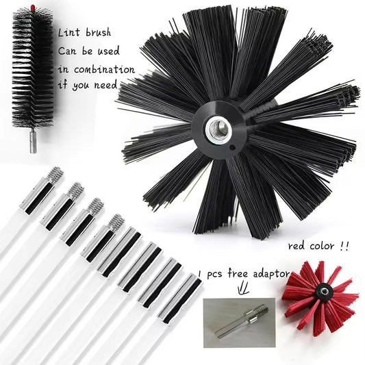 12 Feet Rotary Power Drill Nylon Chimney Sweep Brush Dryer Vent Cleaning Kit With Flexible