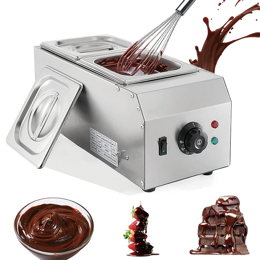 9 Lbs 2 Tanks Chocolate Tempering Machine, 86~185℉, 1000W Chocolate Melting Pot with TEMP Control For Chocolate/Milk/Cream Melting