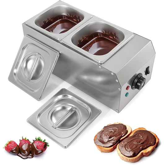 1000W 2-Tanks Commercial Chocolate Tempering Machine, Chocolate Melting Pot for Milk Coffee