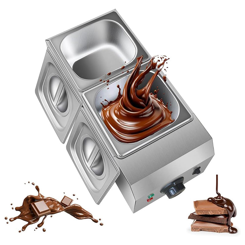 Commercial Chocolate Melting Pot 2 Tanks Chocolate Tempering Machine Warmer For Chocolate Milk Chocolate Melter Warmer Machine Professional Kitchen