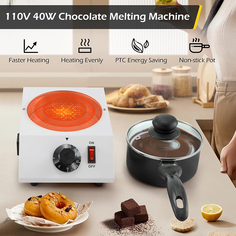 40W Chocolate Warmer Chocolate Tempering Machine Chocolate Melting Pot Chocolate Melter Pot for Home, Electric Melting Pot