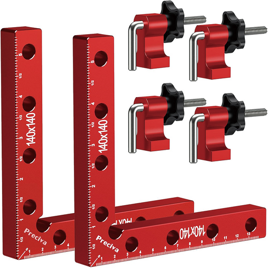 2 Sets 90 Degree Positioning Squares , 5.5" Aluminum Alloy Right Angle Clamps Fixing Clamp for Picture Frame Box Cabinets Drawers