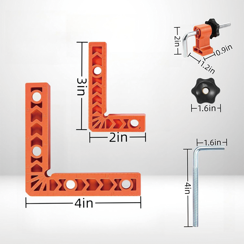 90 Degree Clamp for woodworking, 3" 4"Positioning Squares for Pictures Frames, Cabinets, Boxes, 8 Pack