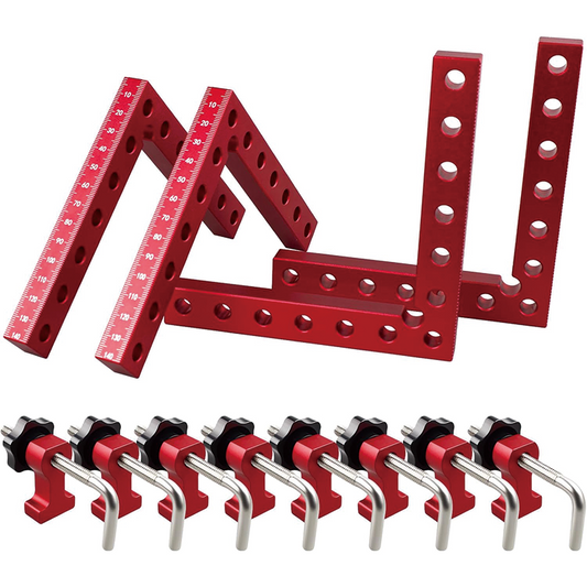 4 Pack 90 Degree Clamps for Woodworking , 5.5"x 5.5"Aluminum Positioning Squares for Picture Frame,Cabinets,Drawers