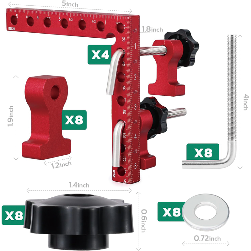 90 Degree Corner Clamps for Woodworking , 5.5"x 5.5" Right Angle Clamps Aluminum Wood Working Clamps Sets , 4 Pack