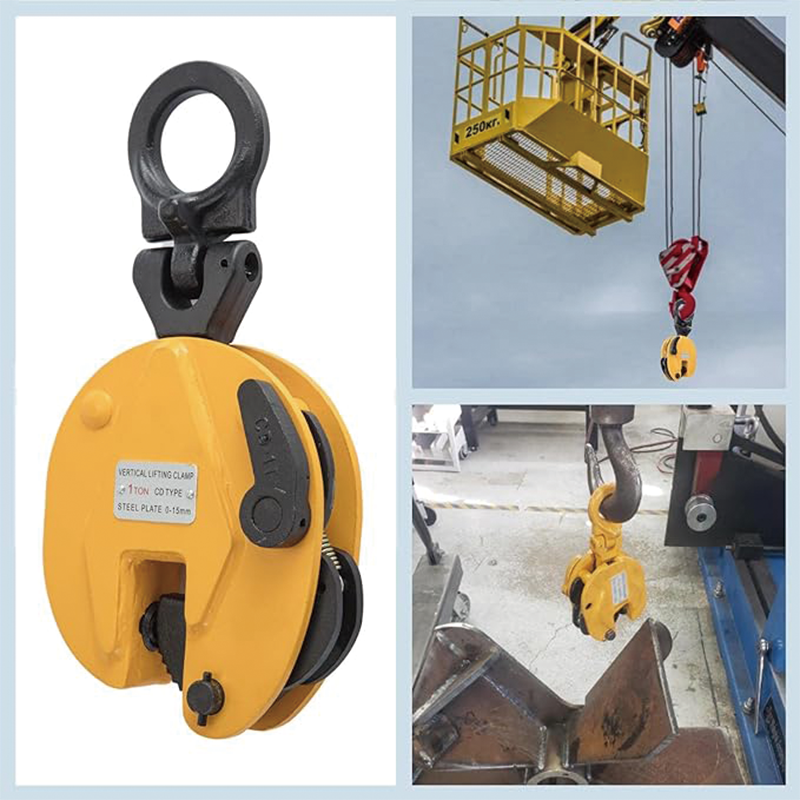 1T Vertical Plate Clamp 2200LBS Plate Clamp Jaw Opening up to 0.6'' Steel Plate Lifting Clamp for Vertical Lifting and Transporting Yellow