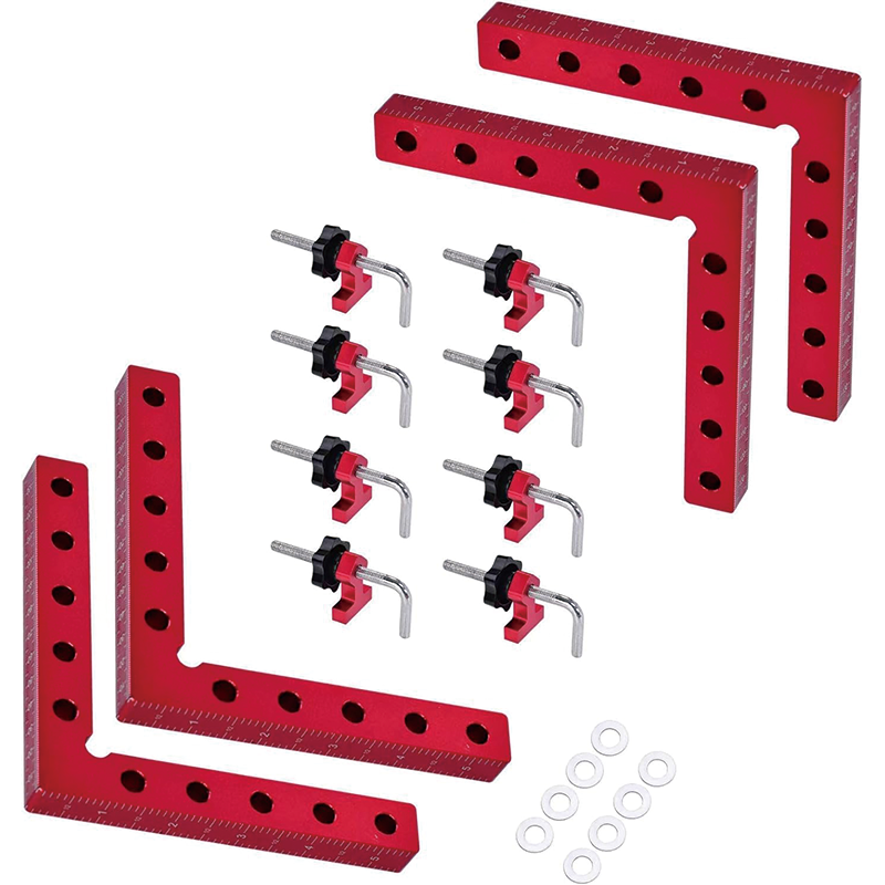 90 Degree Positioning Squares for Woodworking , 4 Pack 5.5Inch Aluminum Alloy Right Angle Clamp , for Picture Frames, Boxes, Cabinets, Drawers