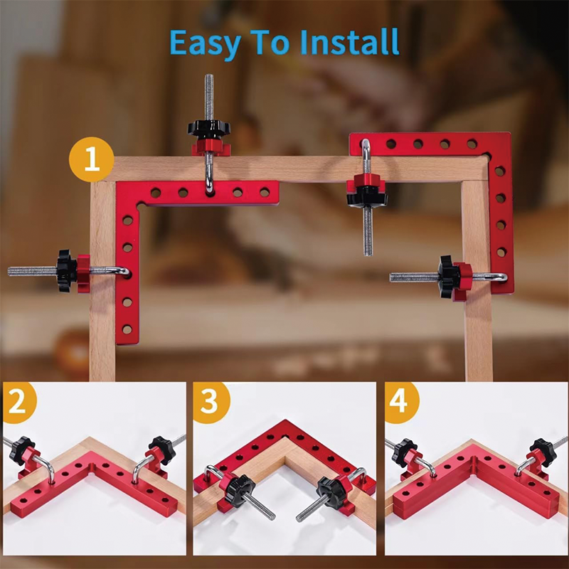 90 Degree Positioning Squares for Woodworking , 4 Pack 5.5Inch Aluminum Alloy Right Angle Clamp , for Picture Frames, Boxes, Cabinets, Drawers