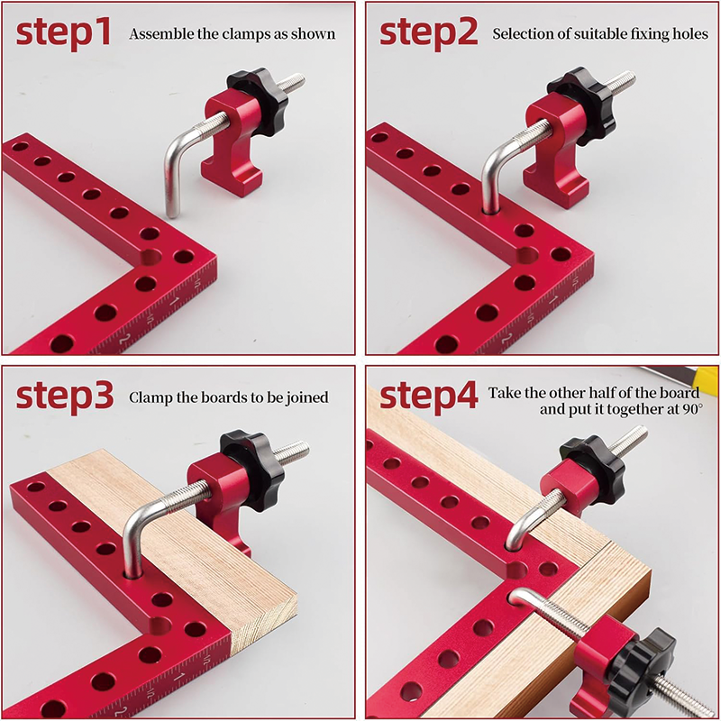 4 Pack 90 Degree Clamps for Woodworking , 5.5"x 5.5"Aluminum Positioning Squares for Picture Frame,Cabinets,Drawers