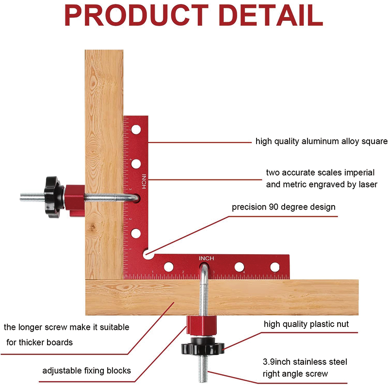 90 Degree Right Angle Clamps Positioning Squares , 5.5"x5.5" Aluminum Alloy Carpenter Corner Clamps, Clamping Square