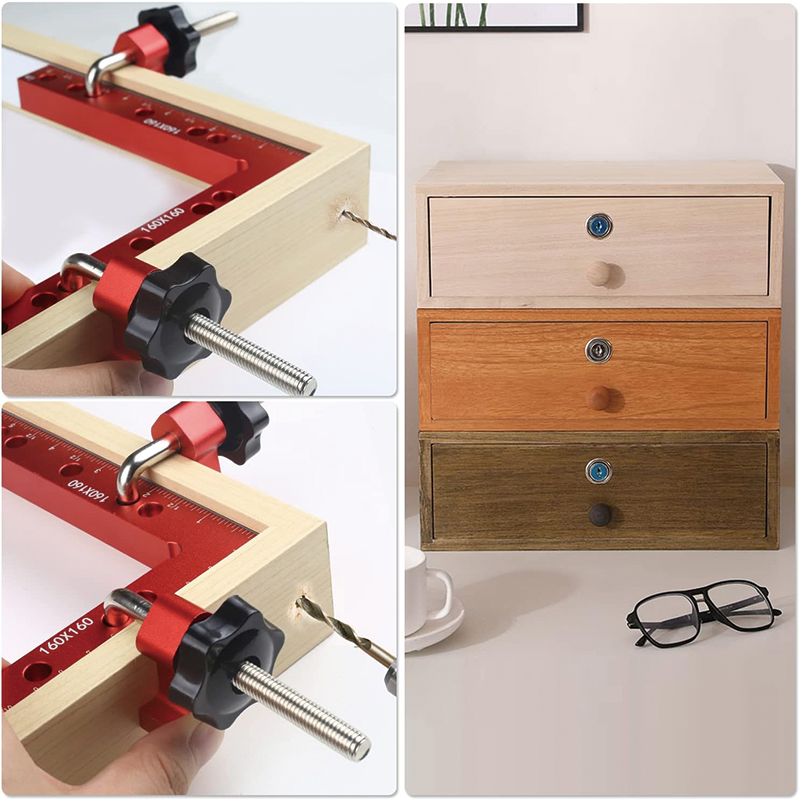 90 Degree Clamping Squares , 6.3" x 6.3" Aluminum Alloy Woodpeckers Tool for Picture Frame Box Cabinets