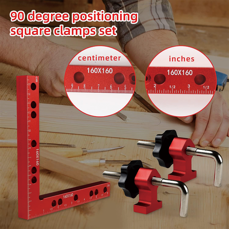 90 Degree Clamping Squares , 6.3" x 6.3" Aluminum Alloy Woodpeckers Tool for Picture Frame Box Cabinets