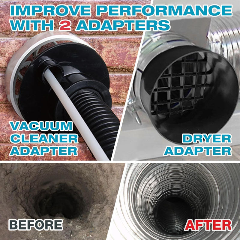 19-Piece  Duct Cleaning Brush Dryer Vent Cleaner Kit Omnidirectional Include 30Feet Dryer Vent Brush