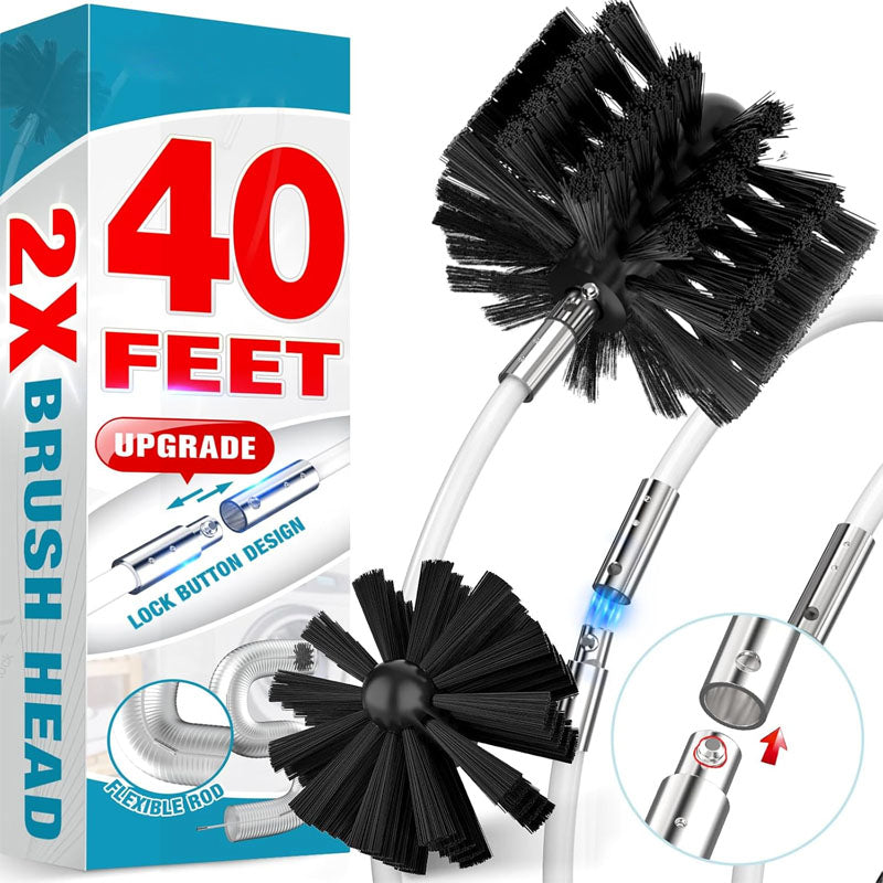 White 40 FEET Cleaning Brushes Dryer Vent Cleaner Kit with Flexible Lint Trap Brush, Vacuum & Dryer Adapters