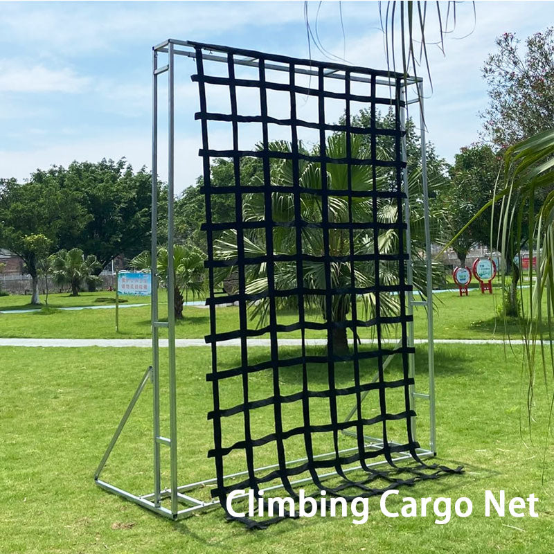 8ft X 4ft Climbing Cargo Net Black (96" x 48"), Rope Ladder, Swing, Large Military Rock Climbing Cargo Net