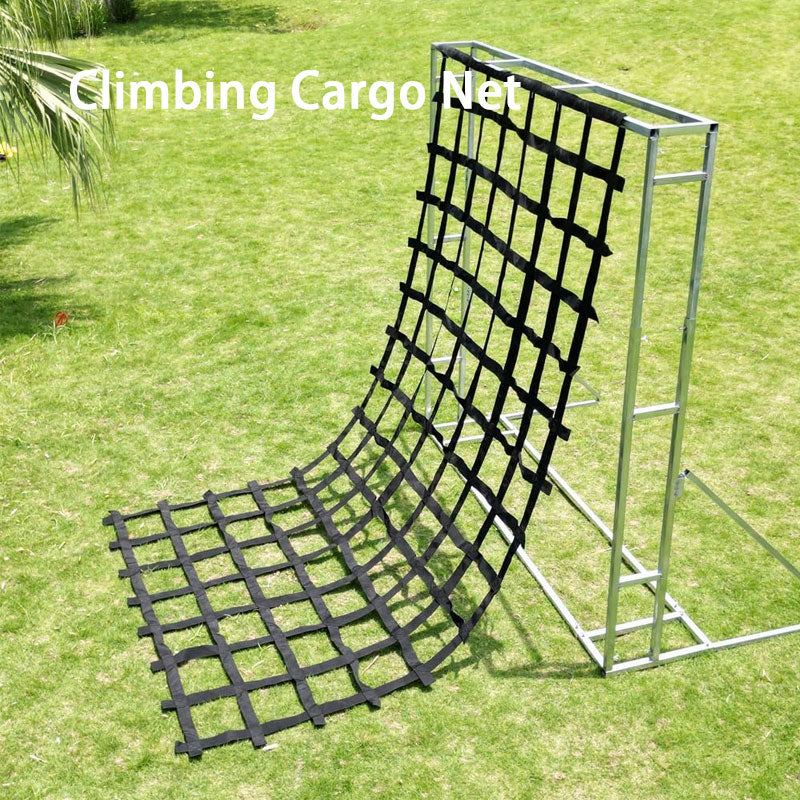 8ft X 4ft Climbing Cargo Net Black (96" x 48"), Rope Ladder, Swing, Large Military Rock Climbing Cargo Net