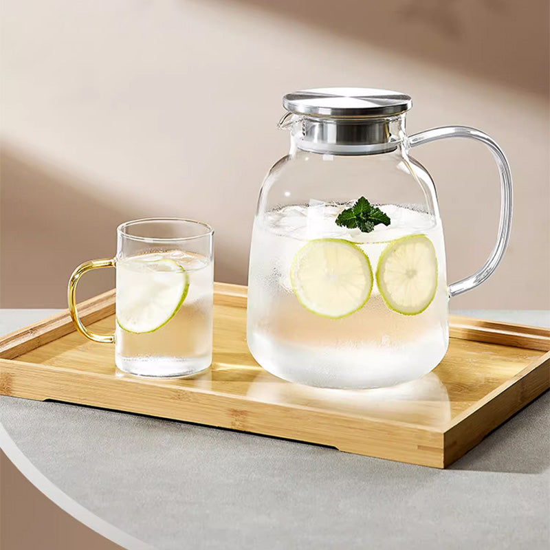 1800ML Glass Cold Kettle, Heat-Resistant Glass Cup, Flower Teapot, Juice Pot