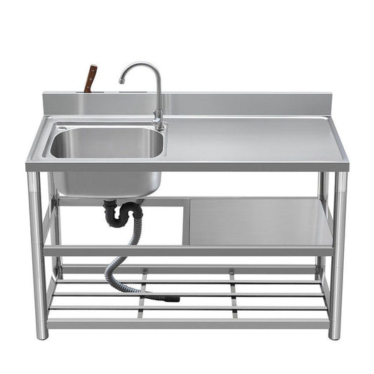 Sink With Bracket Workbench Stainless Steel Sink Countertop Integrated Wash Basin Sink Kitchen Cabinet Single Trough