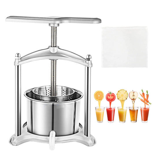 High-End Household Manual Fruit Wine Press For European And American Kitchens, 1.6 Gallons/6 Liters, Stainless Steel Barrel For Pressing Cheese, Vegetable Fillings, Medicinal Residues And Squeezing Out Water