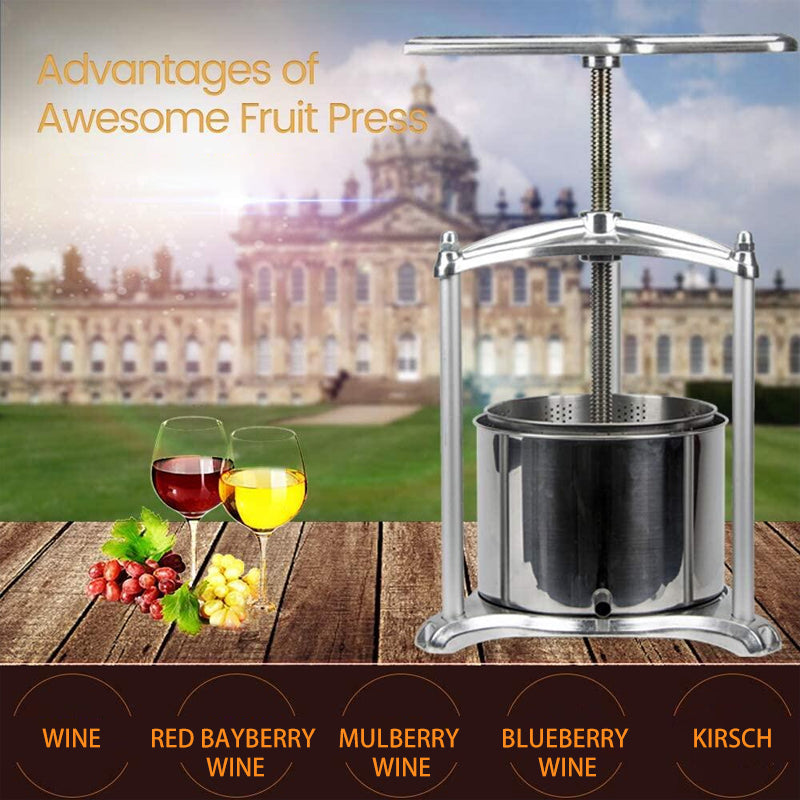 High-End Household Manual Fruit Wine Press For European And American Kitchens, 1.6 Gallons/6 Liters, Stainless Steel Barrel For Pressing Cheese, Vegetable Fillings, Medicinal Residues And Squeezing Out Water