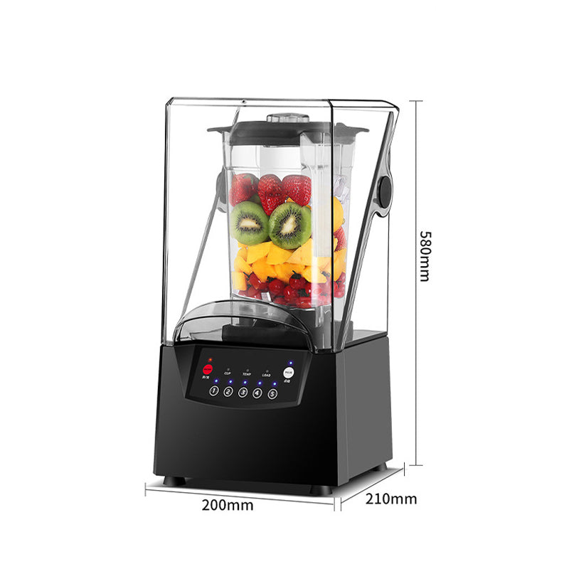 Commercial Blender Juicer With Hood Smart Smoothie Machine With Lid Crushed Ice Soundproof Food Processor