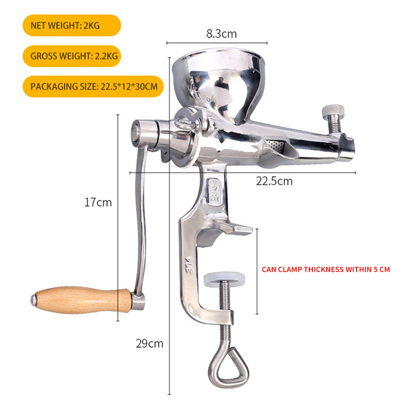 Household Stainless Steel Manual Wheatgrass Juicer, Hand-Cranked Fruit Juicer, Juicer Residue And Juice Separation