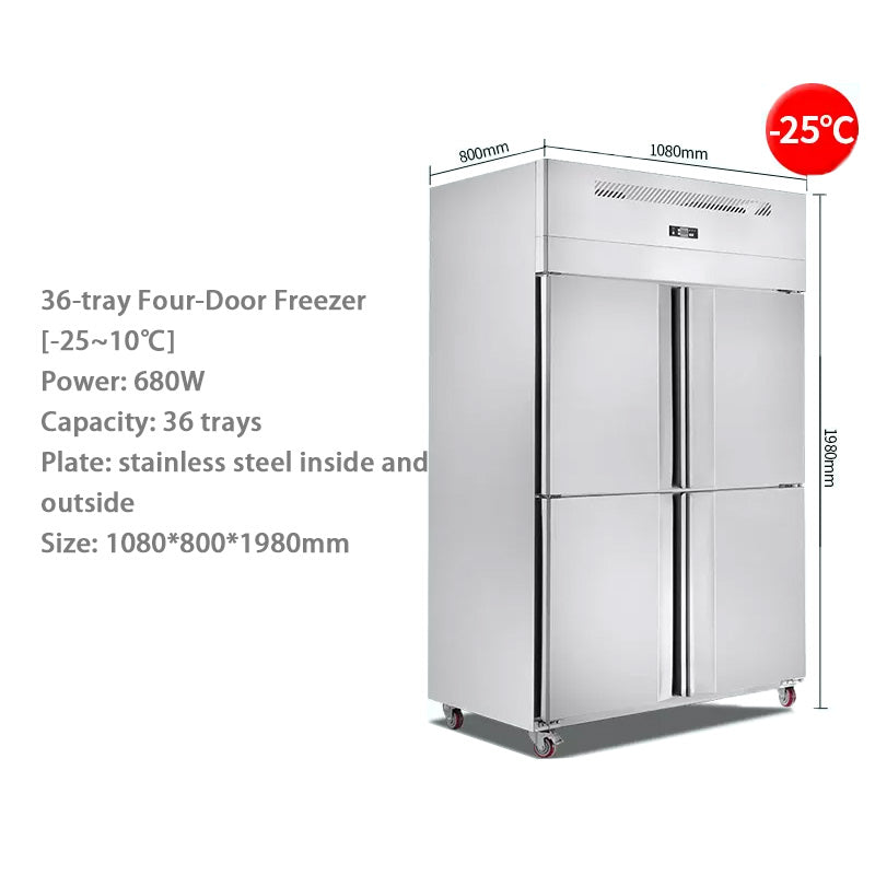 Four Doors Combination Chiller Freezer Commercial Refrigerator For Kitchen Restaurant