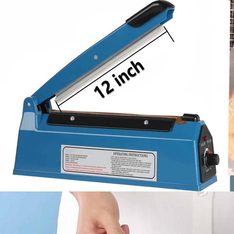 12 Inch  Impulse Heat Sealer Impulse Commercial Bag Sealers with Adjustable Heating Mode for Plastic Bags PE PP Bags