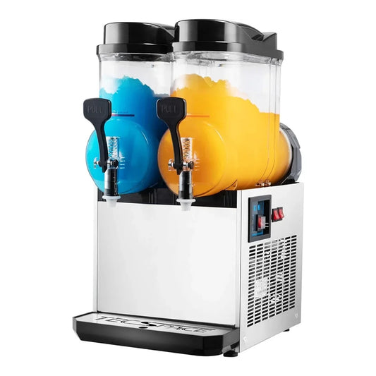 110V Commercial Granita Slushy, 30L Stainless Steel Smoothie Beverage Machine, Used For Making Ice Juice Tea And Coffee With 2 Bowls