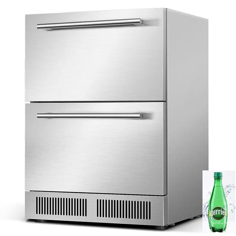 Double Drawer Zone Layer Stainless Steel Ice Cream No Frost Freezer Refrigerator For Home Office