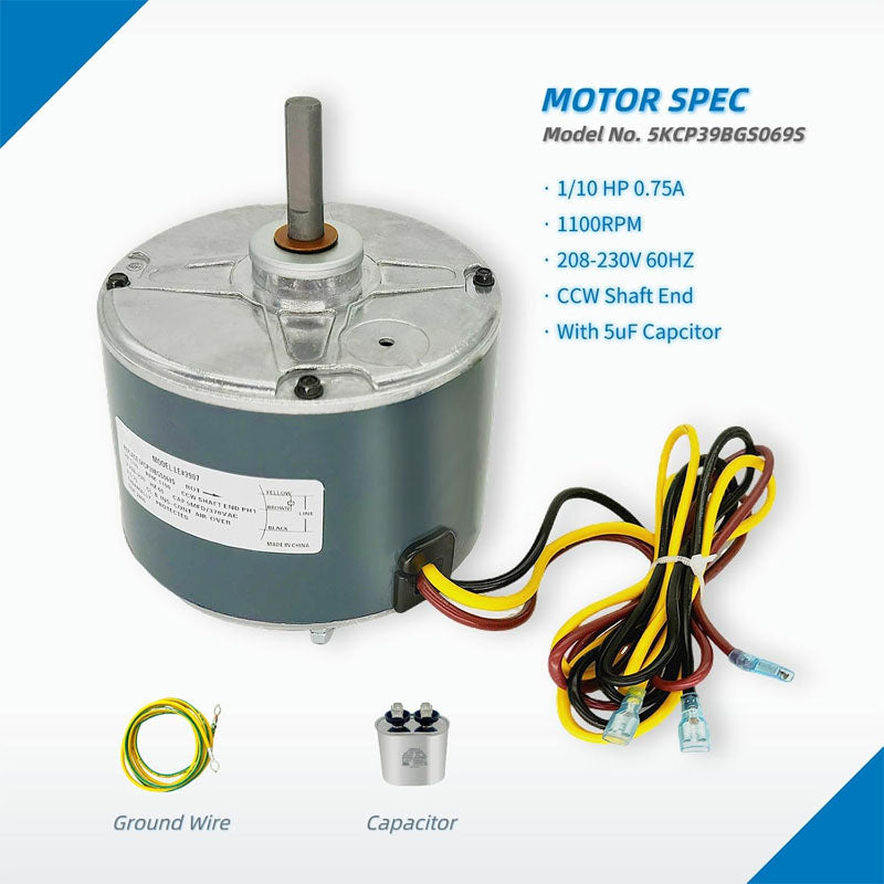 Condenser Fan Motor 1/4HP 1100RPM 48Frame 208-230V 5KCP39EGS070S GE3905 5KCP39EGY823S HC39GE237 HC39GE236 HC39GE234A 6DLL0