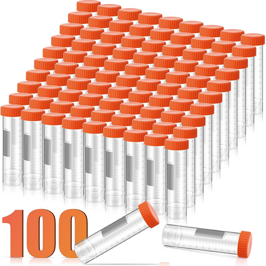 100Pack Conical Centrifuge Tubes, 50ml Self Standing Centrifuge Tubes with Caps Skirted Conical Tubes for Science Experiments, Liquids