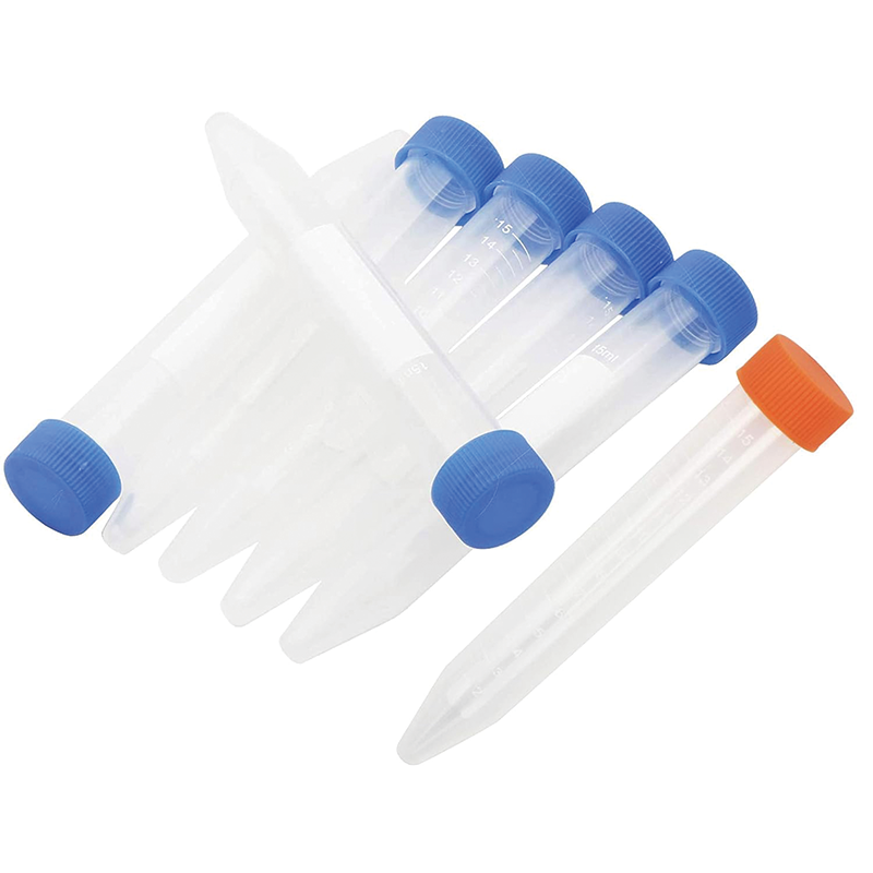 100 PCS Conical Tubes Sterile, 15mL Centrifuge Tubes with Graduated and Write Marks, Leak-Proof Screw Caps