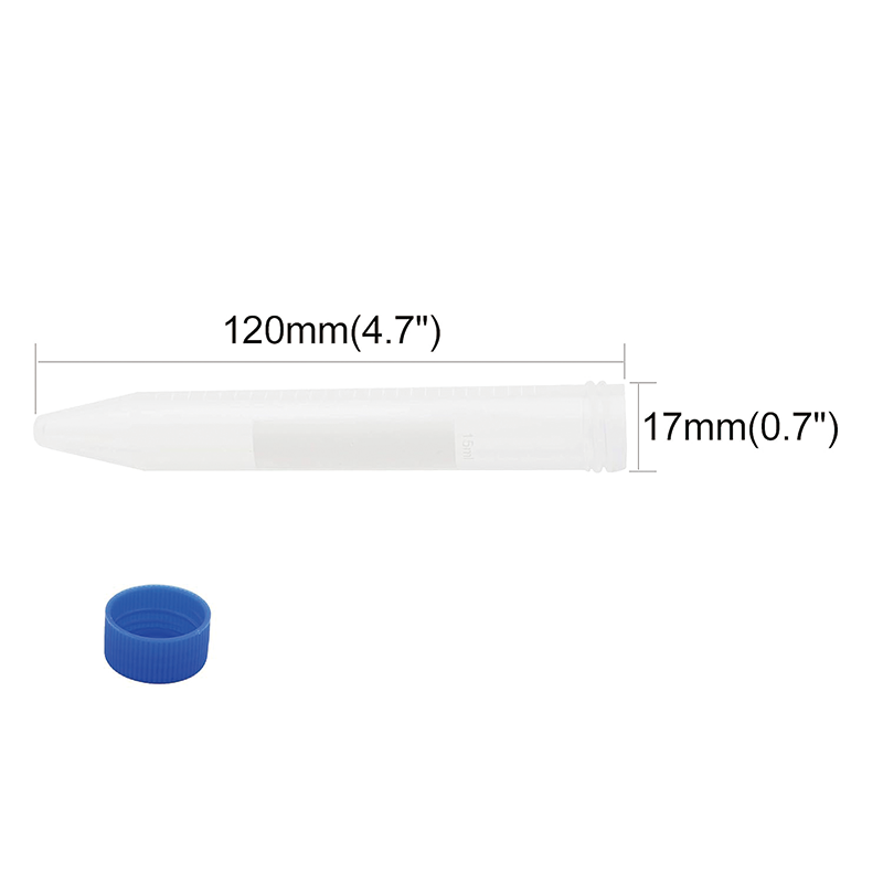 100 PCS Conical Tubes Sterile, 15mL Centrifuge Tubes with Graduated and Write Marks, Leak-Proof Screw Caps