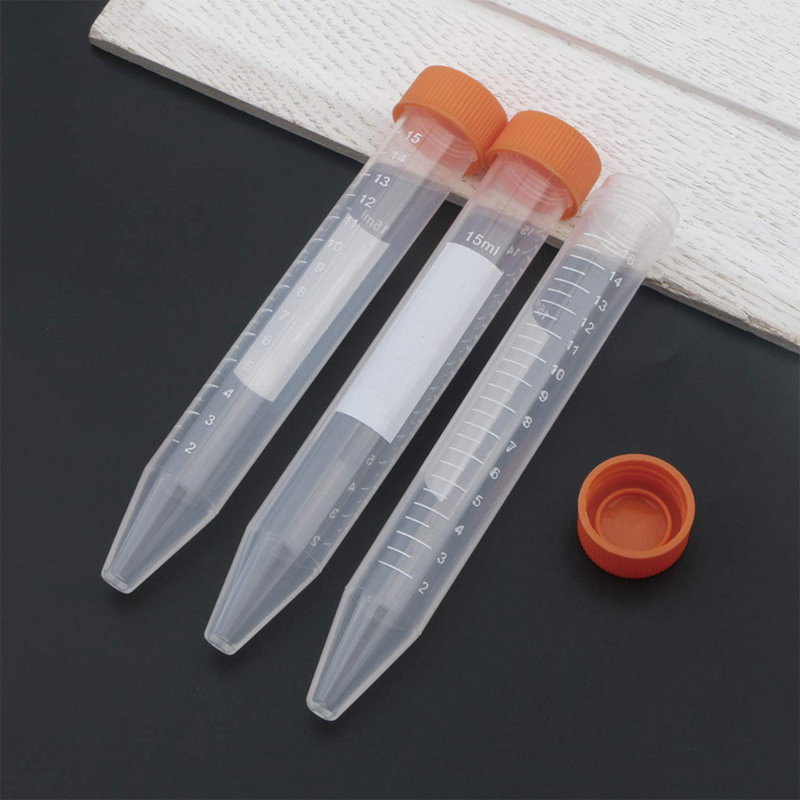 100 PCS Conical Tubes Sterile, 15mL Centrifuge Tubes with Graduated and Write Marks, Leak-Proof Screw Caps