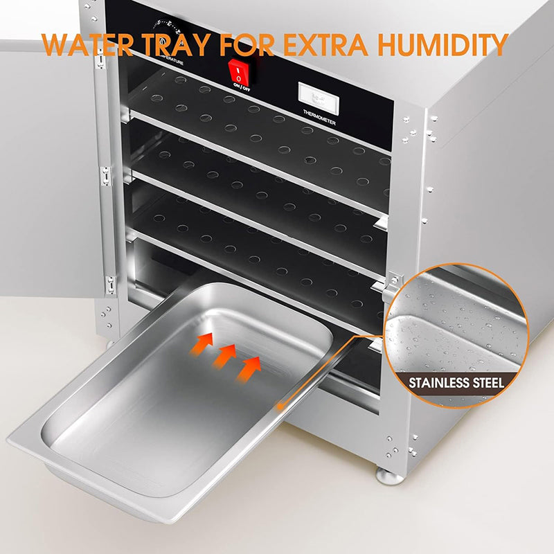 Portable 4-Tier Commercial Hot Box Food Warmer Cabinet Insulated Warming Cabinets Food Pan Carrier with Water Tray Ideal for Storing Pizza, Chicken, Restaurant