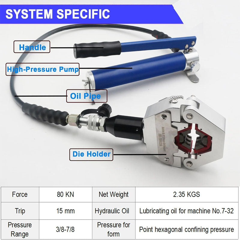 Manually Hydraulic AC Crimping Tool AC Hose Crimper Manual Kit with 7 Dies Whole Set Handheld AC Hose Crimping Tools