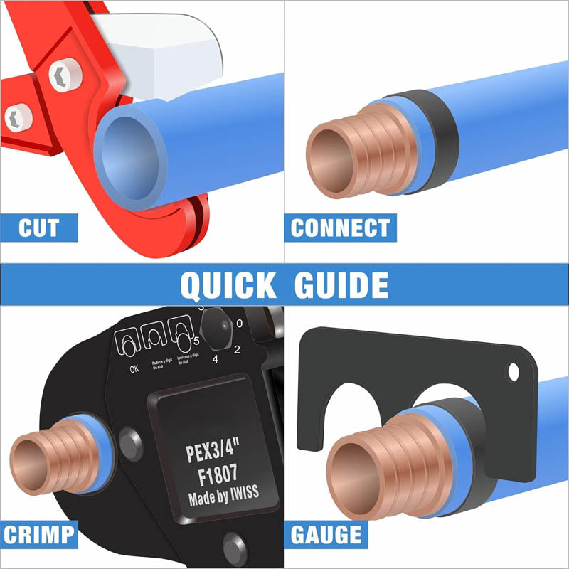 Crimping Tools PEX Crimping Tool Kit for 1/2’’ & 3/4’’ Copper Crimp Rings Meets ASTM F1807 Standard