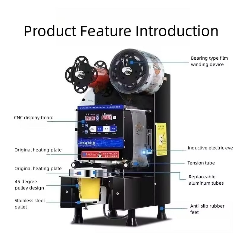 Cost-Effective Milk Tea Cup Sealing Machine 90/95 Mm Commercial Machine Complete Automatic Plastic And Paper Cup