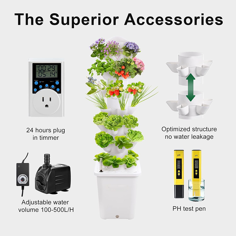 Hydroponic Grow System Tower Indoor Garden Vertical Garden Planter, 35 Plants Hydroponic Grow System, Indoor Smart Garden Kit