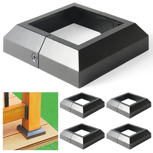 4 pcs 4 "x4" Deck Post Base,Aluminum Deck Post Base Cover,for Deck railings, Stairs, Patios, Porches Split Deck Post Skirt