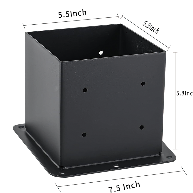 6x6 Post Base 4 Pcs, Inner Size 5.6x5.6 Post Anchors,Deck Post Brackets Support Deck Base Plate Pergola Brackets Fence Kit,Thick Solid Steel & Black Powder Coated